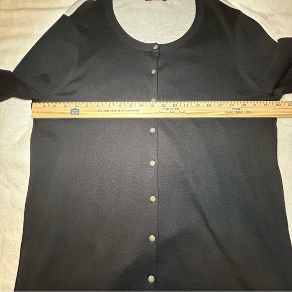 Red Woman Black & Grey Elbow Patch Cardigan with Metal Buttons Size 2X - Picture 10 of 12